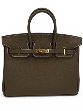 25CM Classic Togo Leather Top Handle Satchel Bag - Elephant Gray